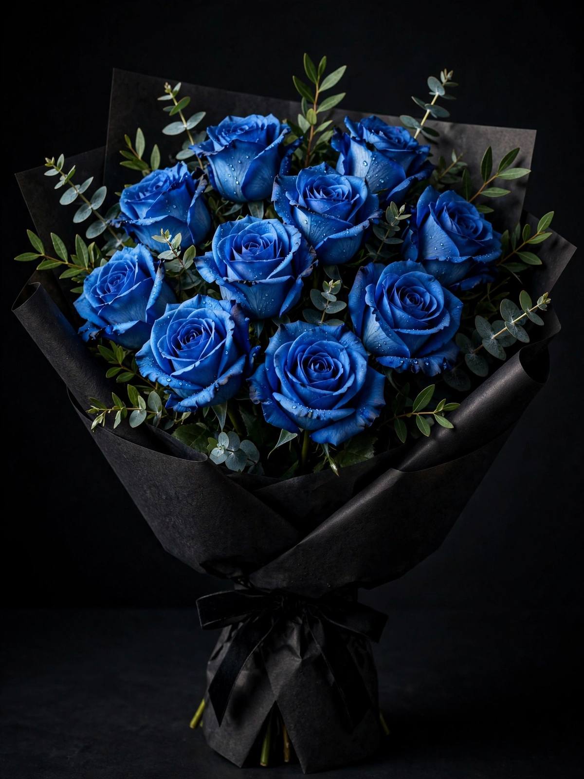 Vivid blue roses bouquet